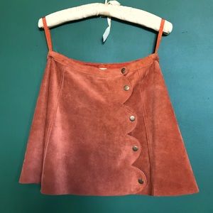Free People suede scallop hem 70’s style mini skirt